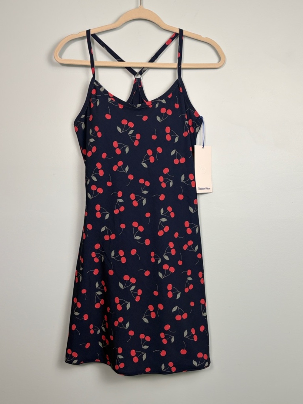 Outdoor Voices Navy Cherry Print Exercise Dress Women’s Small Lined Built in Bra